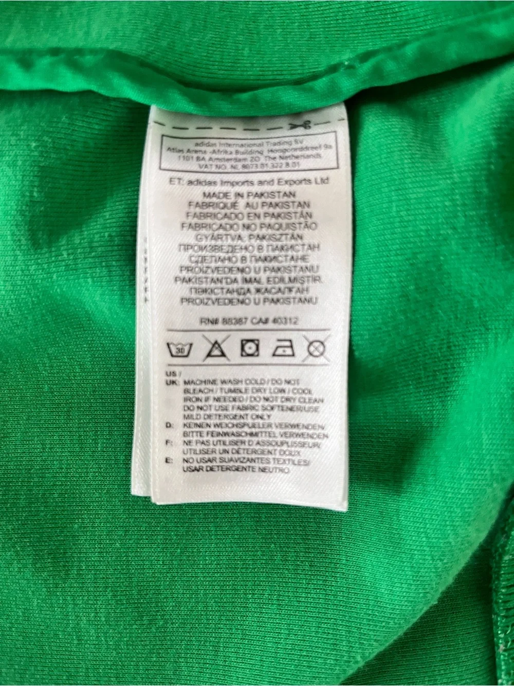 Adidas Original Mens Small Emerald Green Zip Jacket